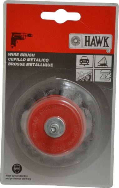 Value Collection - 2-3/4" Diam, 1/4" Shank Diam, Steel Fill Cup Brush - 0.012 Wire Diam, 6,000 Max RPM - Exact Tooling