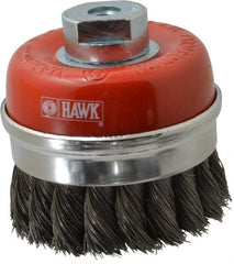 Value Collection - 3" Diam, M10x1.25 Threaded Arbor, Steel Fill Cup Brush - 0.0137 Wire Diam, 11,000 Max RPM - Exact Tooling