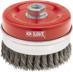 Value Collection - 4-3/8" Diam, M16x2.00 Threaded Arbor, Steel Fill Cup Brush - 0.02 Wire Diam, 6,500 Max RPM - Exact Tooling