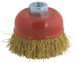 Value Collection - 3" Diam, 1/4" Shank Diam, Steel Fill Cup Brush - 0.015 Wire Diam, 6,000 Max RPM - Exact Tooling