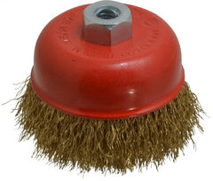 Value Collection - 3" Diam, M10x1.50 Threaded Arbor, Steel Fill Cup Brush - 0.012 Wire Diam, 12,500 Max RPM - Exact Tooling