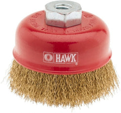 Value Collection - 3" Diam, M10x1.50 Threaded Arbor, Steel Fill Cup Brush - 0.008 Wire Diam, 12,500 Max RPM - Exact Tooling