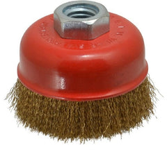 Value Collection - 3" Diam, 5/8-11 Threaded Arbor, Steel Fill Cup Brush - 0.008 Wire Diam, 12,500 Max RPM - Exact Tooling