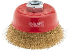 Value Collection - 3-3/16" Diam, 5/8-11 Threaded Arbor, Steel Fill Cup Brush - 0.008 Wire Diam, 8,500 Max RPM - Exact Tooling