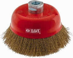 Value Collection - 5" Diam, M16x2.00 Threaded Arbor, Steel Fill Cup Brush - 0.008 Wire Diam, 6,500 Max RPM - Exact Tooling