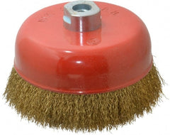 Value Collection - 6" Diam, M16x2.00 Threaded Arbor, Steel Fill Cup Brush - 0.012 Wire Diam, 4,500 Max RPM - Exact Tooling