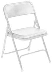 NPS - 18-3/4" Wide x 16-1/4" Deep x 29-3/4" High, Steel Folding Chair with Plastic Seat & Back - White with White Frame - Exact Tooling