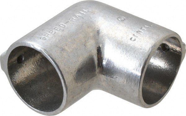 Hollaender - 2" Pipe, 90° Elbow, Aluminum Alloy Elbow Pipe Rail Fitting - Bright Finish - Exact Tooling
