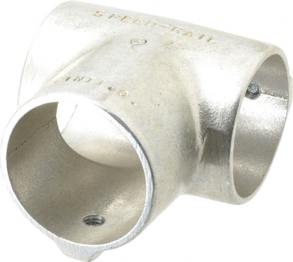 Hollaender - 2" Pipe, 90° Three Socket Tee, Aluminum Alloy Tee Pipe Rail Fitting - Bright Finish - Exact Tooling