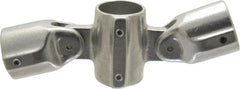 Hollaender - 1-1/2" Pipe, Adjustable Cross Assembly, Aluminum Alloy Cross Pipe Rail Fitting - Bright Finish - Exact Tooling