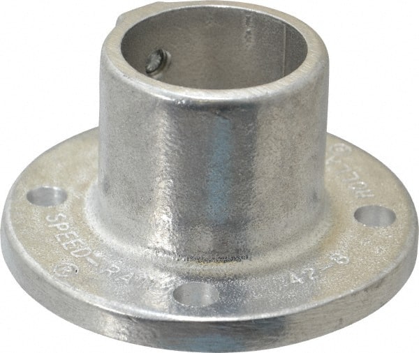 Hollaender - 1-1/2" Pipe, Base Flange, Aluminum Alloy Flange Pipe Rail Fitting - Bright Finish - Exact Tooling