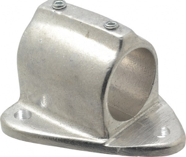 Hollaender - 1-1/2" Pipe, Wall Mount Flange, Aluminum Alloy Flange Pipe Rail Fitting - Bright Finish - Exact Tooling