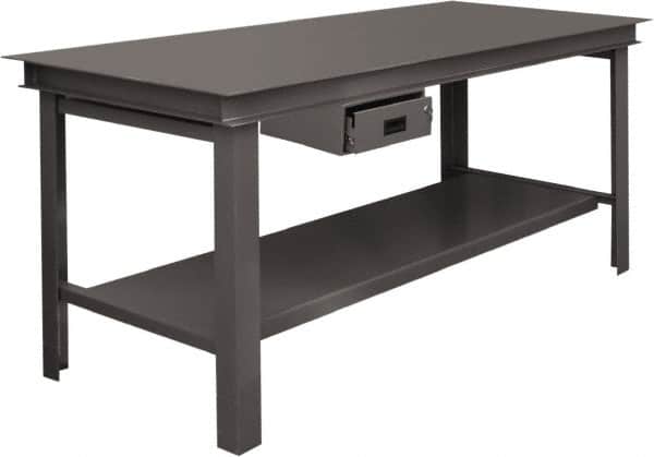 Durham - 72 Wide x 36" Deep x 34" High, Steel Workbench - Straight Edge, Fixed Legs - Exact Tooling