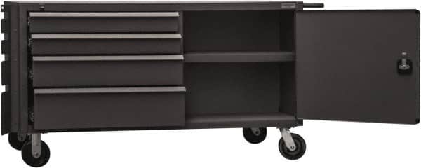 Durham - 4,000 Lb Capacity, 1 Shelf, 8 Drawer, 2 Door Mobile Cabinet - 60" Wide x 30" Deep x 34" High, Steel, Gray - Exact Tooling