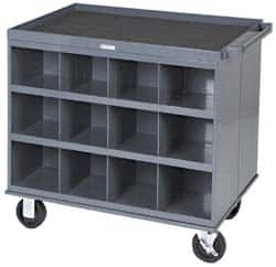 Durham - 1,000 Lb Capacity, 24 Bin Mobile Cabinet - 34" Wide x 24" Deep x 30" High, Steel, Gray - Exact Tooling