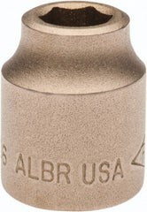 Ampco - 7/16", 1/2" Drive, Standard Hand Socket - 6 Points, 1-3/16" OAL, Aluminum Bronze - Exact Tooling