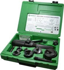 Greenlee - 11 Piece, 61.5mm Punch Hole Diam, Hydraulic Punch Driver Kit - Round Punch, 10 Gage Mild Steel - Exact Tooling