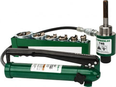 Greenlee - 21 Piece, 22.5 to 61.5" Punch Hole Diam, Hydraulic Knockout Set - Round Punch, 10 Gage Mild Steel - Exact Tooling