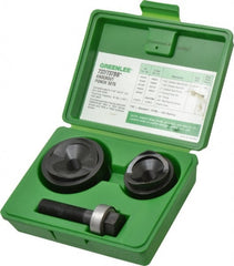 Greenlee - 6 Piece, 1-1/2 to 2" Punch Hole Diam, Manual Knockout Set - Round Punch, 10 Gage Mild Steel - Exact Tooling