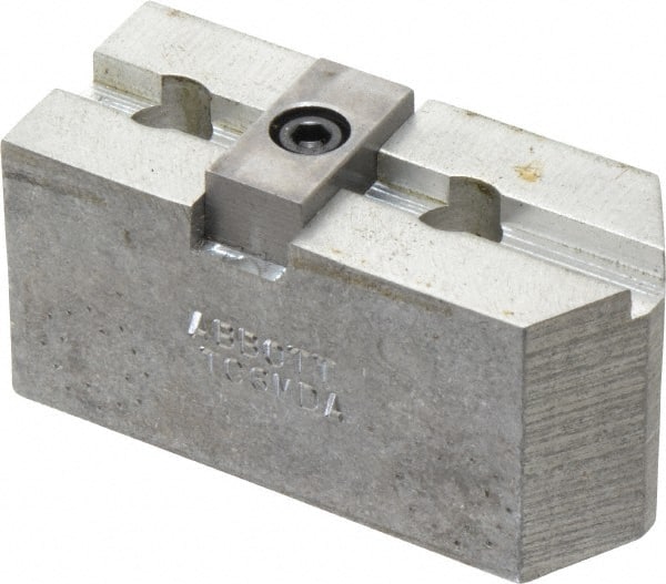 Abbott Workholding Products - 6" & Up Chuck Capacity, Tongue & Groove Attachment, Square Soft Lathe Chuck Jaw - 3 Jaws, Aluminum, 1-1/2" Btw Mount Hole Ctrs, 3" Long x 1-1/4" Wide x 1-1/2" High, 5/16" Groove, 3/8" Fastener - Exact Tooling