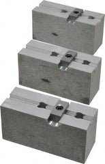Abbott Workholding Products - 8" & Up Chuck Capacity, Tongue & Groove Attachment, Square Soft Lathe Chuck Jaw - 3 Jaws, Aluminum, 1-3/4" Btw Mount Hole Ctrs, 4" Long x 1-1/2" Wide x 2" High, 5/16" Groove, 3/8" Fastener - Exact Tooling