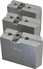 Abbott Workholding Products - 8" & Up Chuck Capacity, Tongue & Groove Attachment, Square Soft Lathe Chuck Jaw - 3 Jaws, Aluminum, 1-3/4" Btw Mount Hole Ctrs, 4" Long x 1-1/2" Wide x 3" High, 5/16" Groove, 3/8" Fastener - Exact Tooling