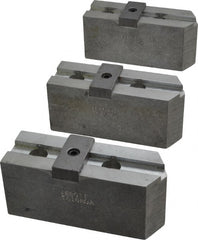 Abbott Workholding Products - 10" & Up Chuck Capacity, Tongue & Groove Attachment, Square Soft Lathe Chuck Jaw - 3 Jaws, Aluminum, 2-1/8" Btw Mount Hole Ctrs, 4-1/2" Long x 1-1/2" Wide x 2" High, 1/2" Groove, 1/2" Fastener - Exact Tooling