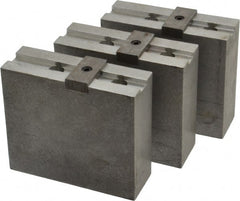 Abbott Workholding Products - 10" & Up Chuck Capacity, Tongue & Groove Attachment, Square Soft Lathe Chuck Jaw - 3 Jaws, Aluminum, 2-1/8" Btw Mount Hole Ctrs, 4-1/2" Long x 1-1/2" Wide x 4" High, 1/2" Groove, 1/2" Fastener - Exact Tooling