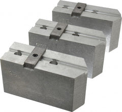 Abbott Workholding Products - 12" & Up Chuck Capacity, Tongue & Groove Attachment, Square Soft Lathe Chuck Jaw - 3 Jaws, Aluminum, 2-1/2" Btw Mount Hole Ctrs, 5-1/2" Long x 2" Wide x 3" High, 1/2" Groove, 1/2" Fastener - Exact Tooling