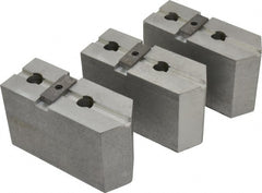 Abbott Workholding Products - 15 to 18" Chuck Capacity, Tongue & Groove Attachment, Square Soft Lathe Chuck Jaw - 3 Jaws, Aluminum, 3" Btw Mount Hole Ctrs, 6-1/2" Long x 2-1/2" Wide x 4" High, 1/2" Groove, 3/4" Fastener - Exact Tooling
