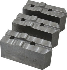 Abbott Workholding Products - 8" & Up Chuck Capacity, Tongue & Groove Attachment, Square Soft Lathe Chuck Jaw - 3 Jaws, Steel, 1-3/4" Btw Mount Hole Ctrs, 4" Long x 1-1/2" Wide x 2" High, 5/16" Groove, 3/8" Fastener - Exact Tooling