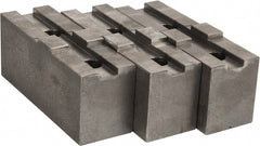 Abbott Workholding Products - 10" & Up Chuck Capacity, Tongue & Groove Attachment, Square Soft Lathe Chuck Jaw - 3 Jaws, Steel, 2-1/8" Btw Mount Hole Ctrs, 4-1/2" Long x 1-1/2" Wide x 2" High, 1/2" Groove, 1/2" Fastener - Exact Tooling