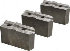 Abbott Workholding Products - 10" & Up Chuck Capacity, Tongue & Groove Attachment, Square Soft Lathe Chuck Jaw - 3 Jaws, Steel, 2-1/8" Btw Mount Hole Ctrs, 4-1/2" Long x 1-1/2" Wide x 3" High, 1/2" Groove, 1/2" Fastener - Exact Tooling