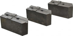 Abbott Workholding Products - 12" & Up Chuck Capacity, Tongue & Groove Attachment, Square Soft Lathe Chuck Jaw - 3 Jaws, Steel, 2-1/2" Btw Mount Hole Ctrs, 5-1/2" Long x 2" Wide x 3" High, 1/2" Groove, 1/2" Fastener - Exact Tooling