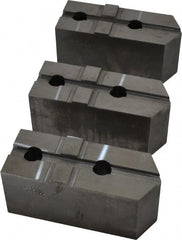 Abbott Workholding Products - 15 to 18" Chuck Capacity, Tongue & Groove Attachment, Square Soft Lathe Chuck Jaw - 3 Jaws, Steel, 3" Btw Mount Hole Ctrs, 6-1/2" Long x 2-1/2" Wide x 3" High, 1/2" Groove, 3/4" Fastener - Exact Tooling