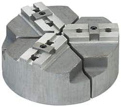 Abbott Workholding Products - 10" & Up Chuck Capacity, Tongue & Groove Attachment, Round Soft Lathe Chuck Jaw - 3 Jaws, Cast Aluminum, 2-1/8" Btw Mount Hole Ctrs, 18" Wide x 4" High, 1/2" Groove, 1/2" Fastener - Exact Tooling