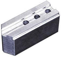 Abbott Workholding Products - 10" & Up Chuck Capacity, 1/16" x 90 Serrated Attachment, Square Soft Lathe Chuck Jaw - 3 Jaws, Aluminum, 7/8" Btw Mount Hole Ctrs, 4-1/2" Long x 1-1/2" Wide x 2" High, 0.551" Groove, 3/8" Fastener - Exact Tooling