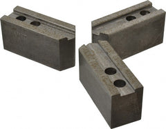 Abbott Workholding Products - 8" & Up Chuck Capacity, 1/16" x 90 Serrated Attachment, Square Soft Lathe Chuck Jaw - 3 Jaws, Steel, 29/32" Btw Mount Hole Ctrs, 4" Long x 1-1/2" Wide x 2" High, 0.669" Groove, 0.4724" & 12mm Fastener - Exact Tooling