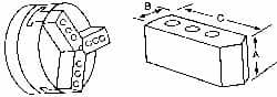 Abbott Workholding Products - 8" & Up Chuck Capacity, Northfield Attachment, Square Soft Lathe Chuck Jaw - 3 Jaws, Aluminum, 3-11/16mm Long x 2" Wide x 2" High - Exact Tooling
