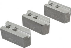 Abbott Workholding Products - 6" & Up Chuck Capacity, 1.5mm x 60° Serrated Attachment, Square Soft Lathe Chuck Jaw - 3 Jaws, Aluminum, 0.7874" Btw Mount Hole Ctrs, 3" Long x 1-1/4" Wide x 1-1/2" High, 0.4724" Groove, 0.3937" & 10mm Fastener - Exact Tooling