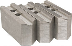 Abbott Workholding Products - 12" & Up Chuck Capacity, 1.5mm x 60° Serrated Attachment, Square Soft Lathe Chuck Jaw - 3 Jaws, Aluminum, 1.1811" Btw Mount Hole Ctrs, 5-1/2" Long x 2" Wide x 3" High, 0.8268" Groove, 0.6299" & 16mm Fastener - Exact Tooling