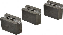 Abbott Workholding Products - 4" & Up Chuck Capacity, 1.5mm x 60° Serrated Attachment, Square Soft Lathe Chuck Jaw - 3 Jaws, Steel, 0.5512" Btw Mount Hole Ctrs, 2" Long x 1" Wide x 1-1/2" High, 0.3937" Groove, 0.315" & 8mm Fastener - Exact Tooling