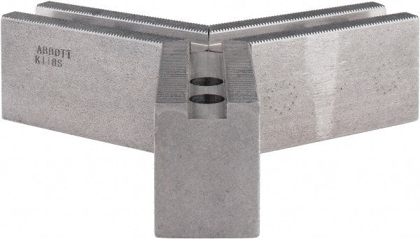Abbott Workholding Products - 8" & Up Chuck Capacity, 1.5mm x 60° Serrated Attachment, Square Soft Lathe Chuck Jaw - 3 Jaws, Steel, 63/64" Btw Mount Hole Ctrs, 4" Long x 1-1/2" Wide x 2" High, 0.5512" Groove, 0.4724" & 12mm Fastener - Exact Tooling
