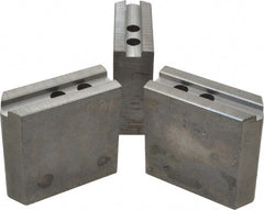 Abbott Workholding Products - 8" & Up Chuck Capacity, 1.5mm x 60° Serrated Attachment, Square Soft Lathe Chuck Jaw - 3 Jaws, Steel, 63/64" Btw Mount Hole Ctrs, 4" Long x 1-1/2" Wide x 4" High, 0.5512" Groove, 0.4724" & 12mm Fastener - Exact Tooling