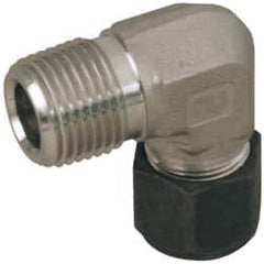 Parker - 5/8" OD, Stainless Steel Male Elbow - 7/8" Hex, Comp x MNPT Ends - Exact Tooling