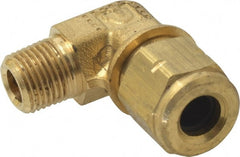 Parker - 1/4" OD, Brass Male Elbow - 600 Max Working psi, Comp x MNPT Ends - Exact Tooling