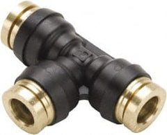 Parker - 3/8" Tube OD, Composite Push-to-Connect Tube Union Tee - Tube to Tube Connection, 250 Max psi, Buna-N O-Ring, -40 to 200°F Working Temp - Exact Tooling