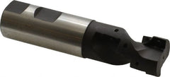 Cutting Tool Technologies - 1" Cut Diam, 1-1/2" Max Depth of Cut, 1" Shank Diam, 4-1/4" OAL, Indexable Square Shoulder Helical End Mill - APKT 1003... Inserts, Weldon Shank, 90° Lead Angle - Exact Tooling