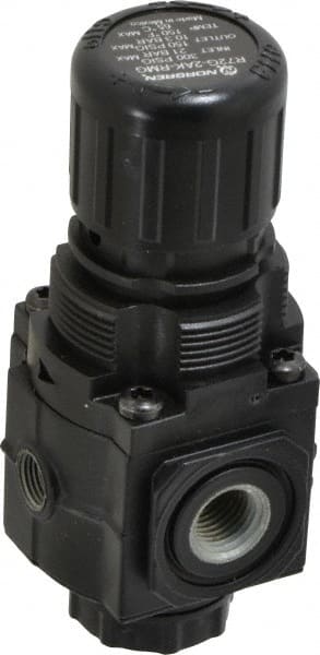 Norgren - 1/4 NPT Port, 70 CFM, Zinc Compact Regulator - 5 to 150 psi Range, 300 Max psi Supply Pressure, 1/8" Gauge Port Thread, 1.98" Wide x 4.19" High - Exact Tooling