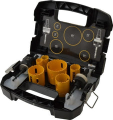 DeWALT - 9 Piece, 3/4" to 2-1/4" Saw Diam, Plumber's Hole Saw Kit - Bi-Metal, Continuous Edge, Includes 6 Hole Saws - Exact Tooling